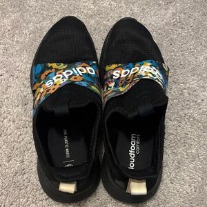 adidas Black Slip-On Sneakers with Multicolor Camouflage Strap